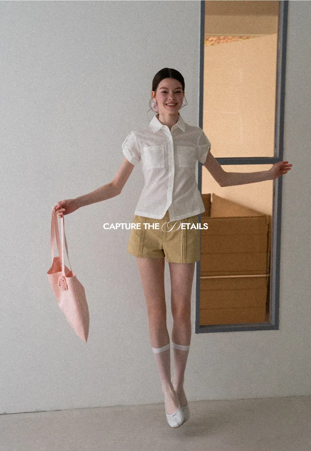 Cropped Collar Short Sleeve Shirt
