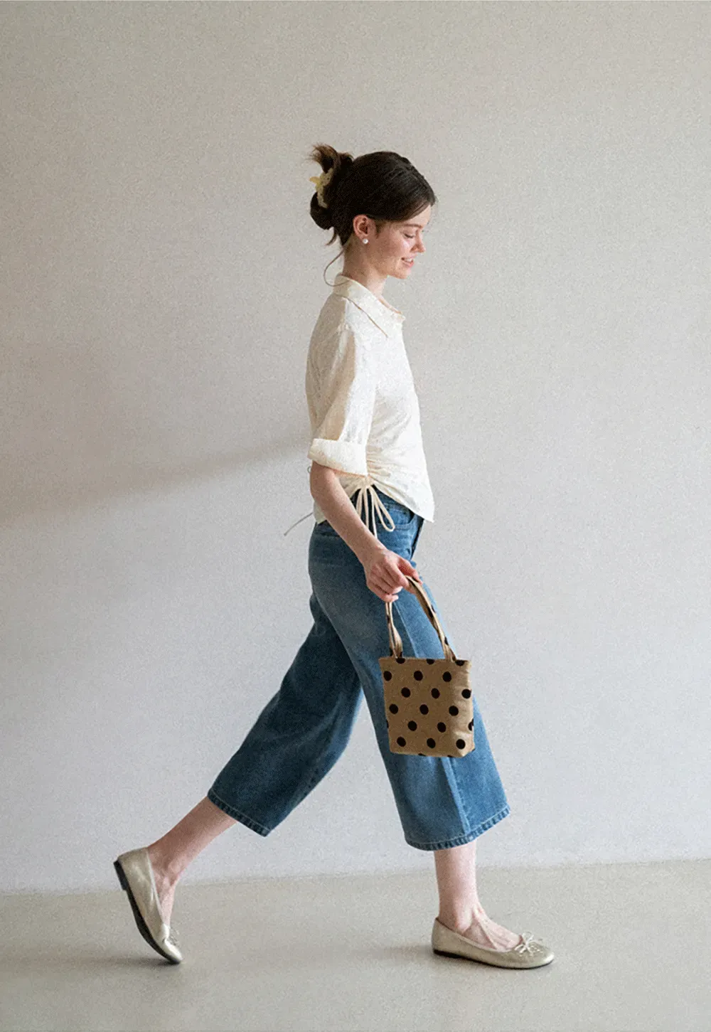 Drawstring Waist Button Down Shirt