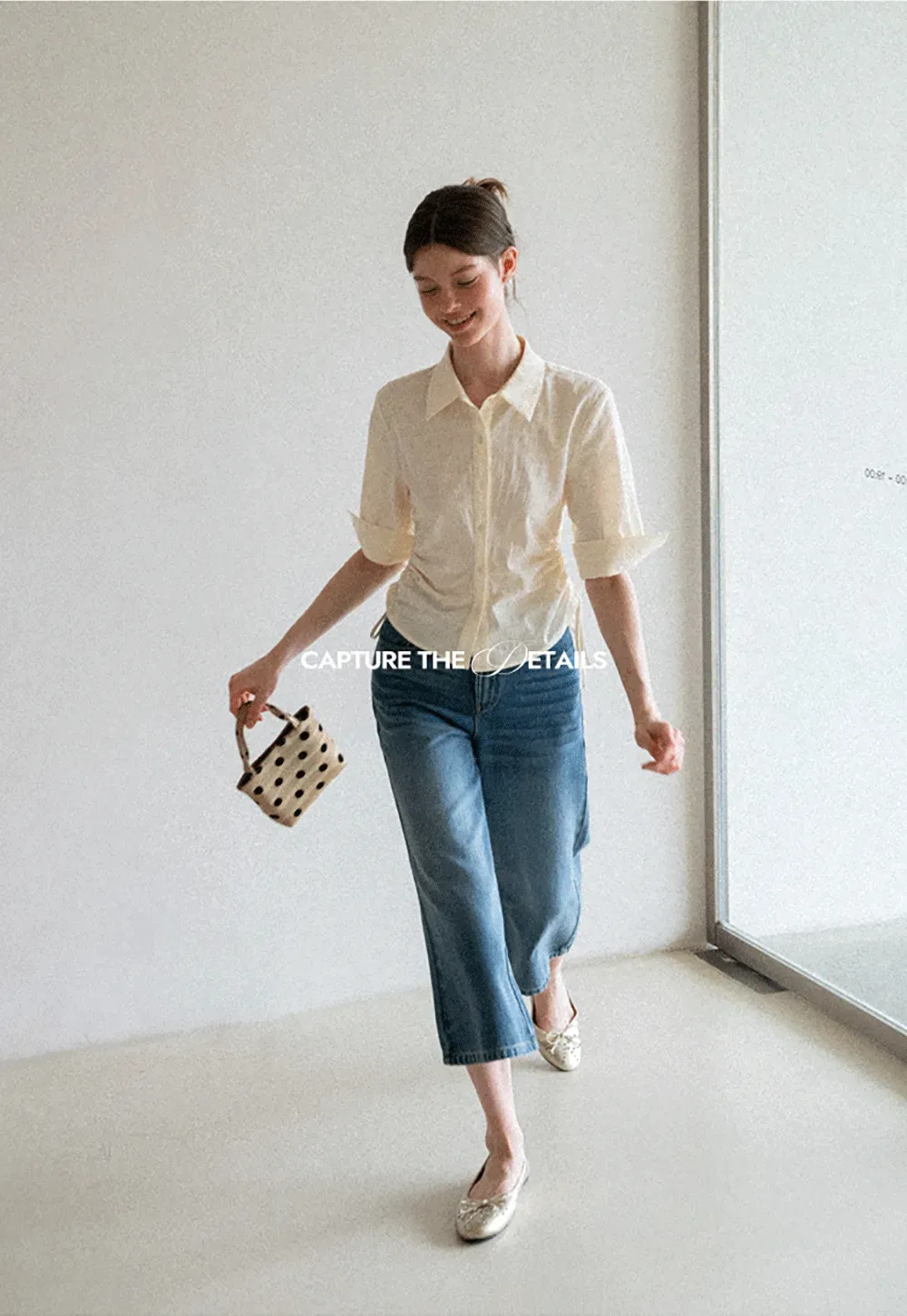 Drawstring Waist Button Down Shirt
