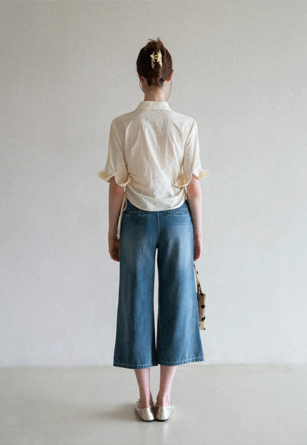 Drawstring Waist Button Down Shirt