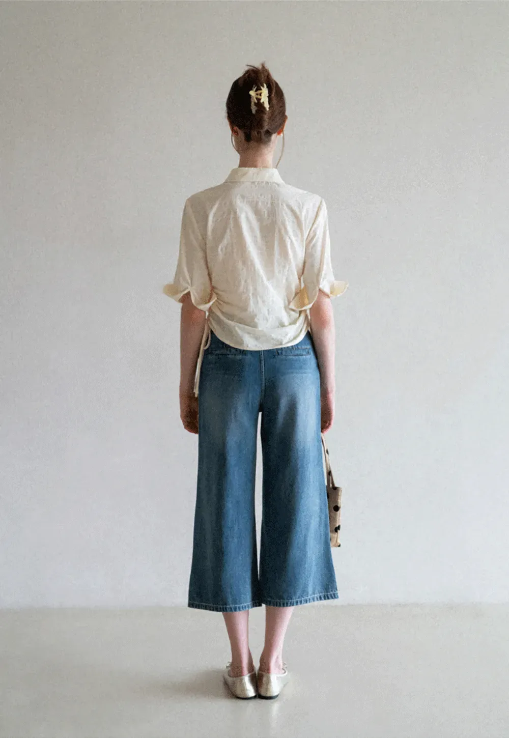 Drawstring Waist Button Down Shirt
