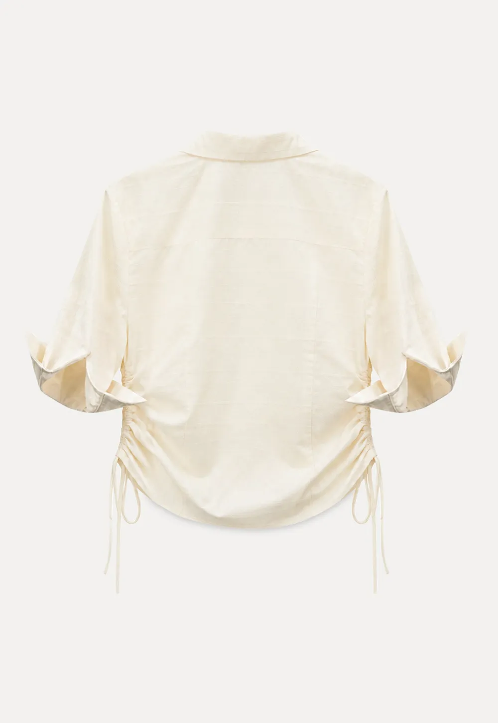 Drawstring Waist Button Down Shirt