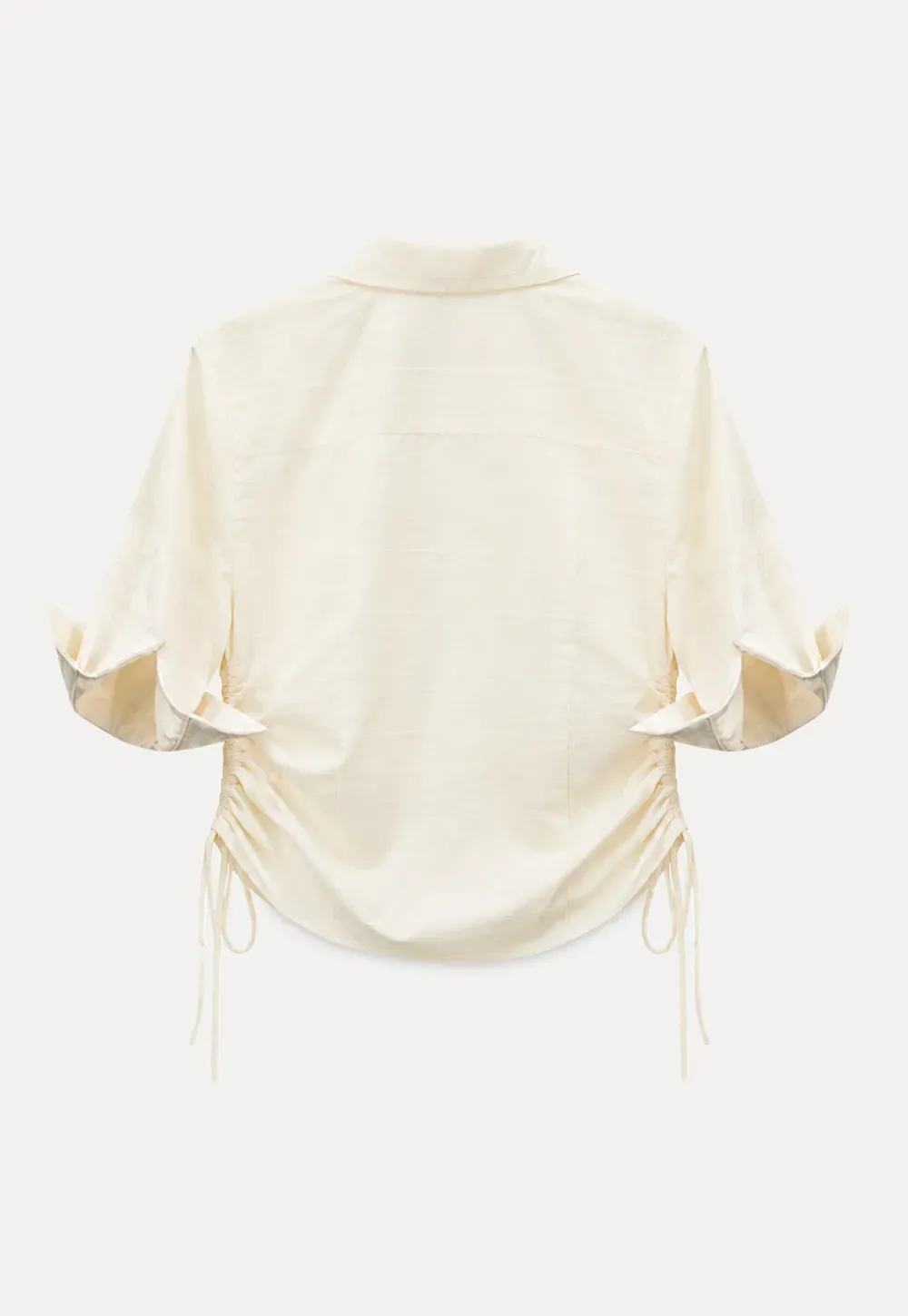 Drawstring Waist Button Down Shirt