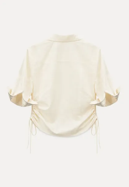 Drawstring Waist Button Down Shirt