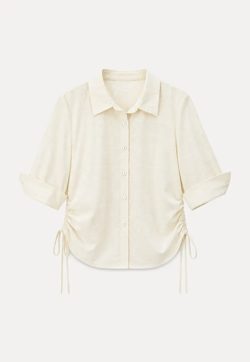 Drawstring Waist Button Down Shirt