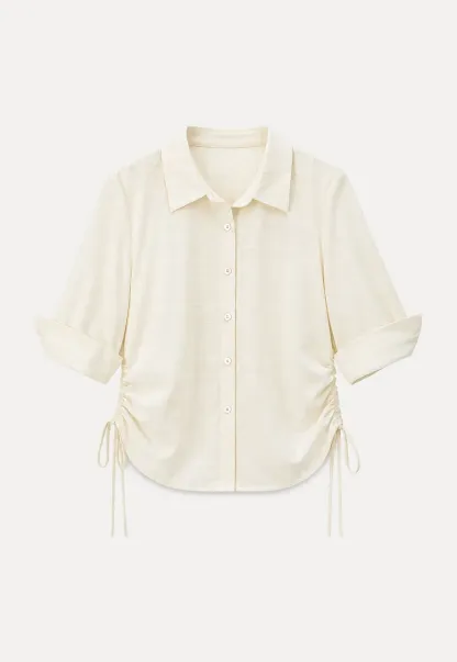 Drawstring Waist Button Down Shirt