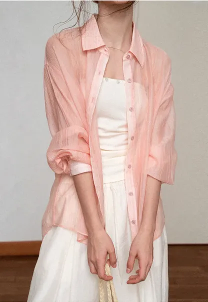 Sheer Back Tie Detail Shirt