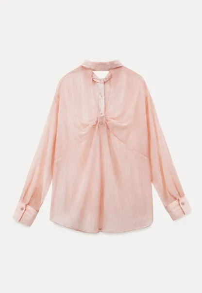 Sheer Back Tie Detail Shirt