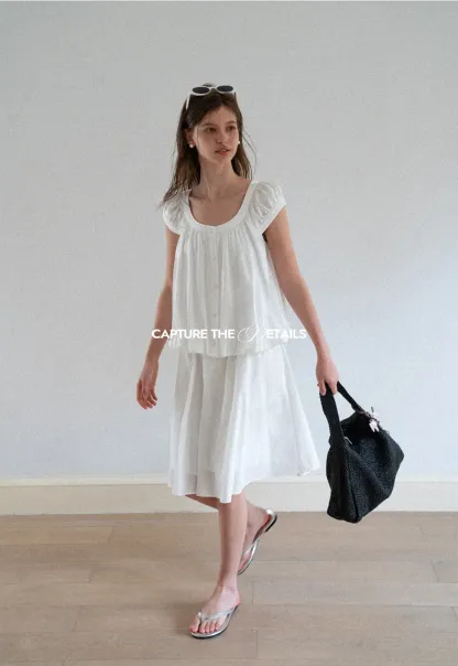 Puffed Sleeve Button Front Blouse