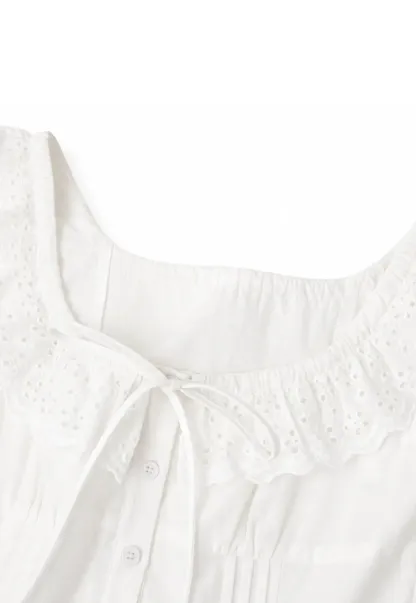 Lace Trim Ruffled Sleeve Corset Top Shirt
