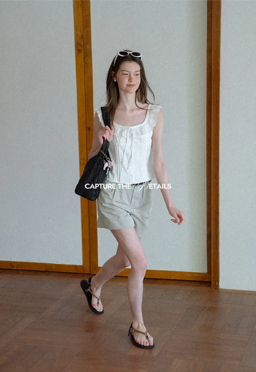 Lace Trim Ruffled Sleeve Corset Top Shirt