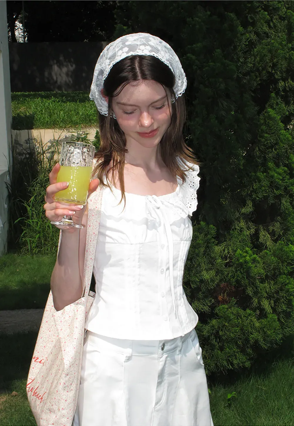 Lace Trim Ruffled Sleeve Corset Top Shirt