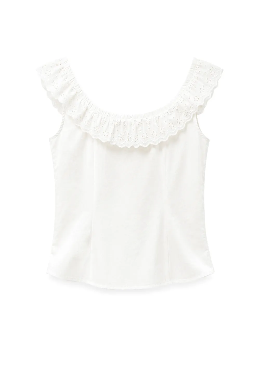 Lace Trim Ruffled Sleeve Corset Top Shirt