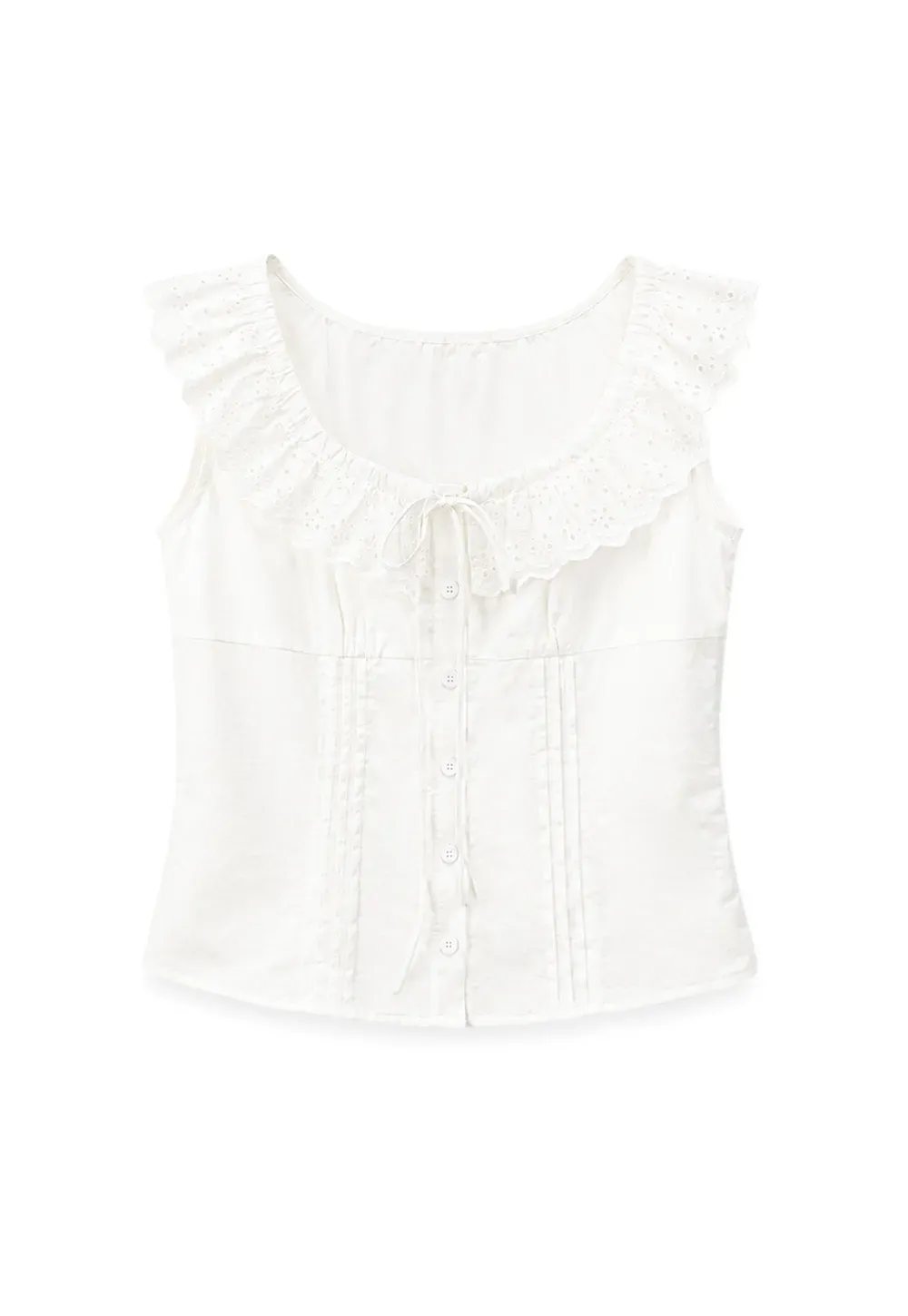 Lace Trim Ruffled Sleeve Corset Top Shirt