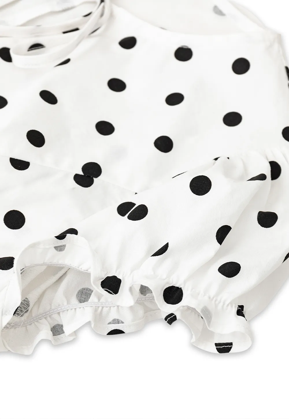 Polka Dot Print Lace Trim Short Sleeve Shirt