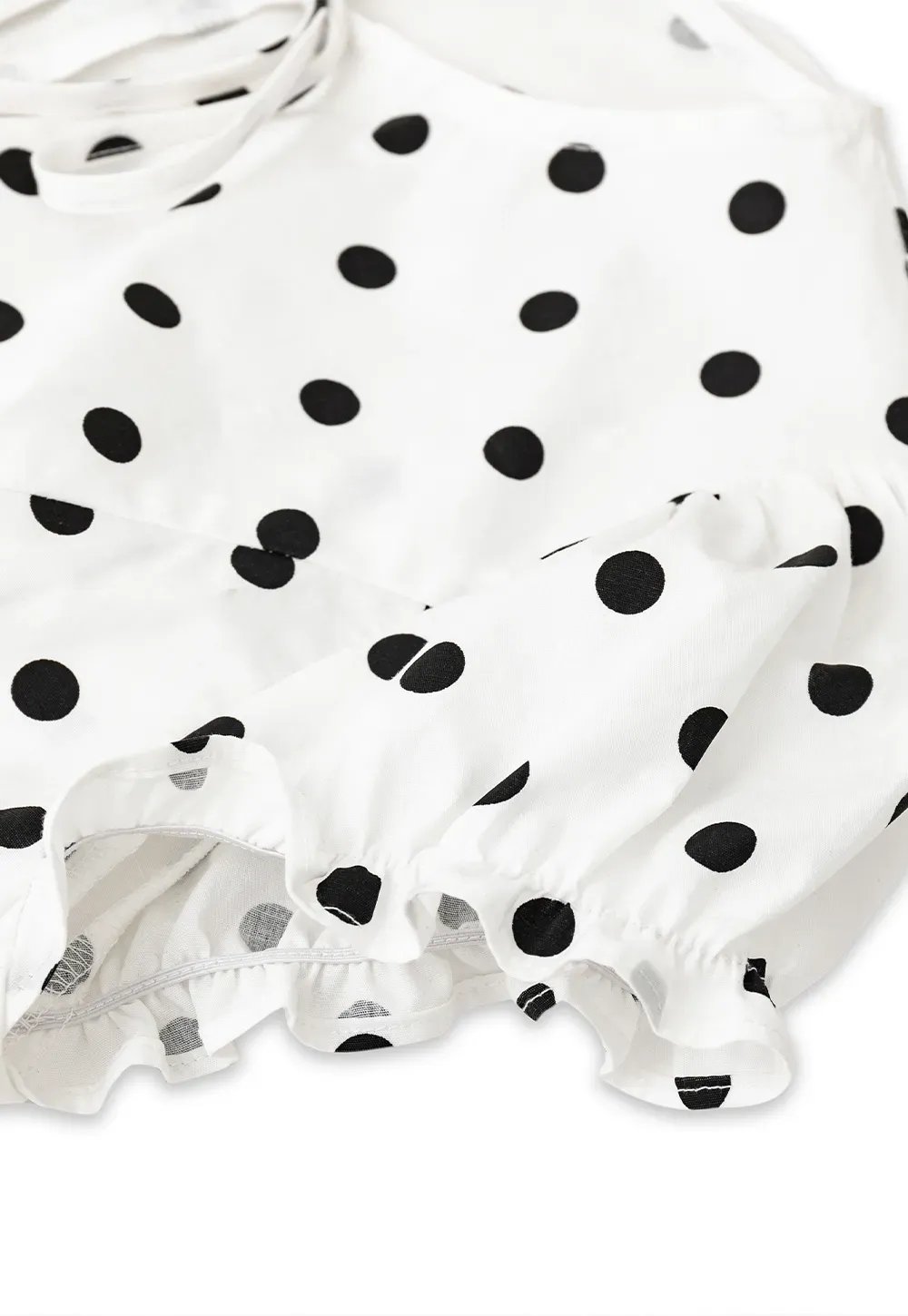 Polka Dot Print Lace Trim Short Sleeve Shirt