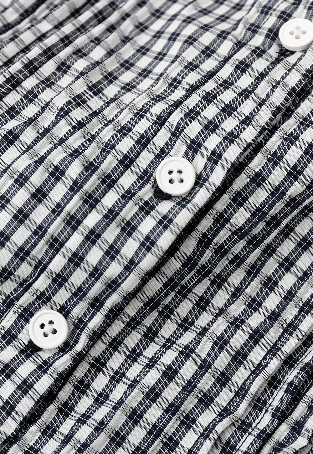 Gingham Check Puffed Sleeve Button Down Shirt