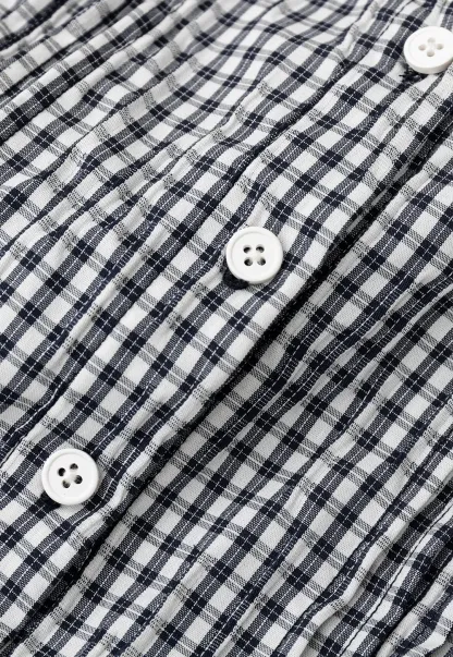 Gingham Check Puffed Sleeve Button Down Shirt