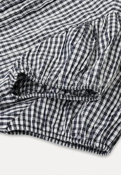 Gingham Check Puffed Sleeve Button Down Shirt