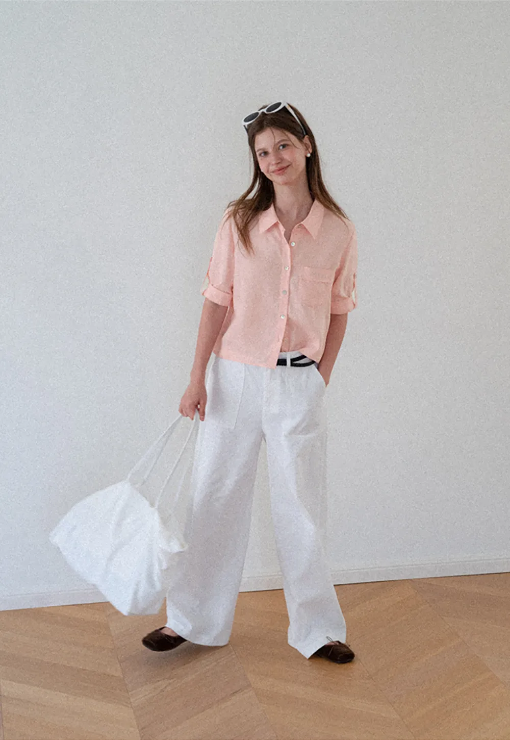 Short Sleeve Button Down Shirt with Roll Up Cuffs