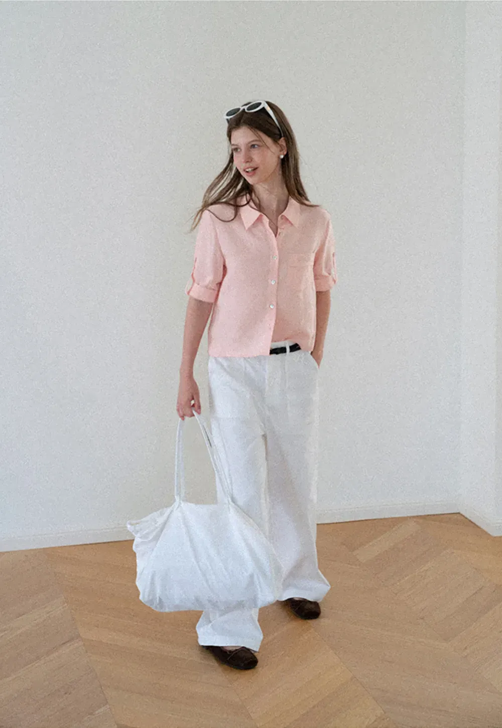 Short Sleeve Button Down Shirt with Roll Up Cuffs