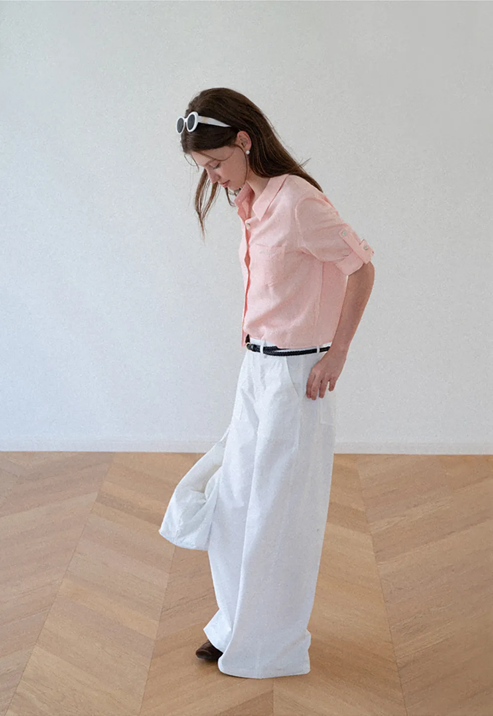 Short Sleeve Button Down Shirt with Roll Up Cuffs