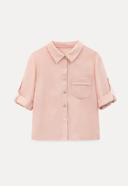 Short Sleeve Button Down Shirt with Roll Up Cuffs