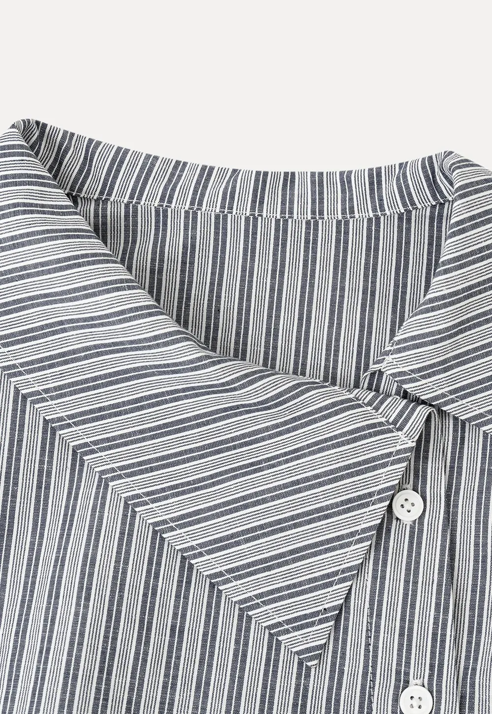 Striped Asymmetrical Collar Button Front Shirt
