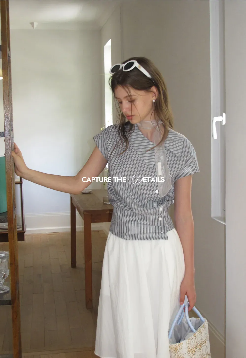 Striped Asymmetrical Collar Button Front Shirt