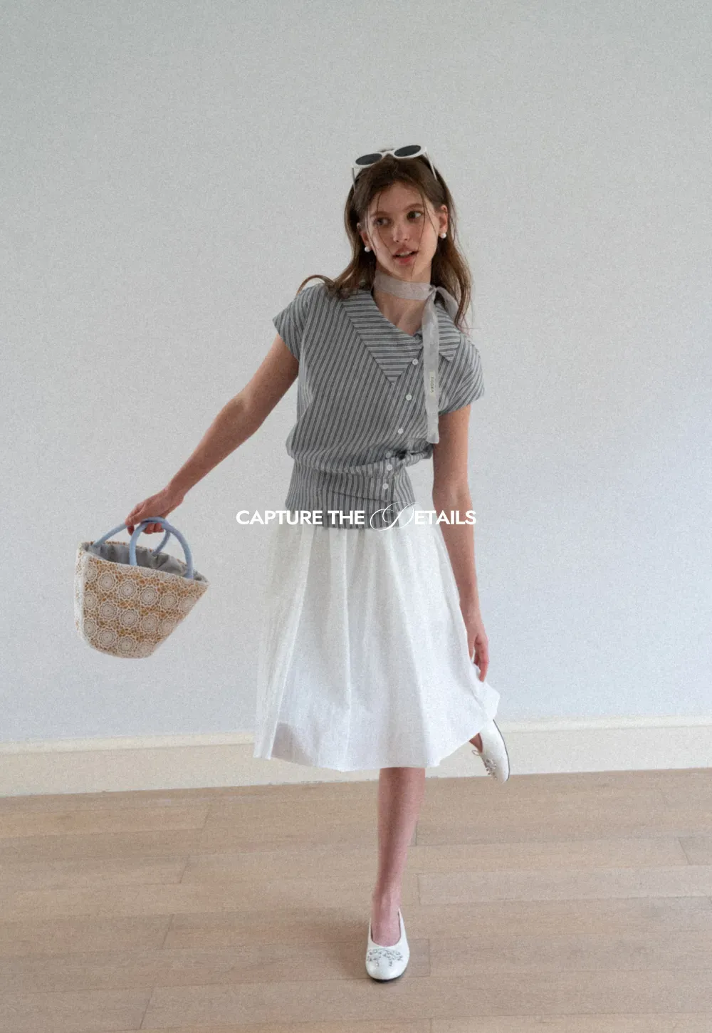 Striped Asymmetrical Collar Button Front Shirt