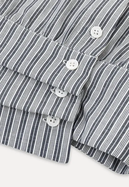 Striped Asymmetrical Collar Button Front Shirt