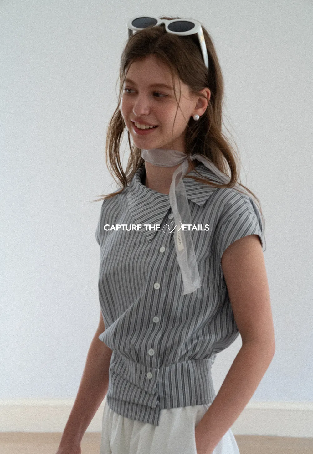 Striped Asymmetrical Collar Button Front Shirt
