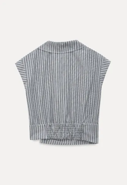Striped Asymmetrical Collar Button Front Shirt