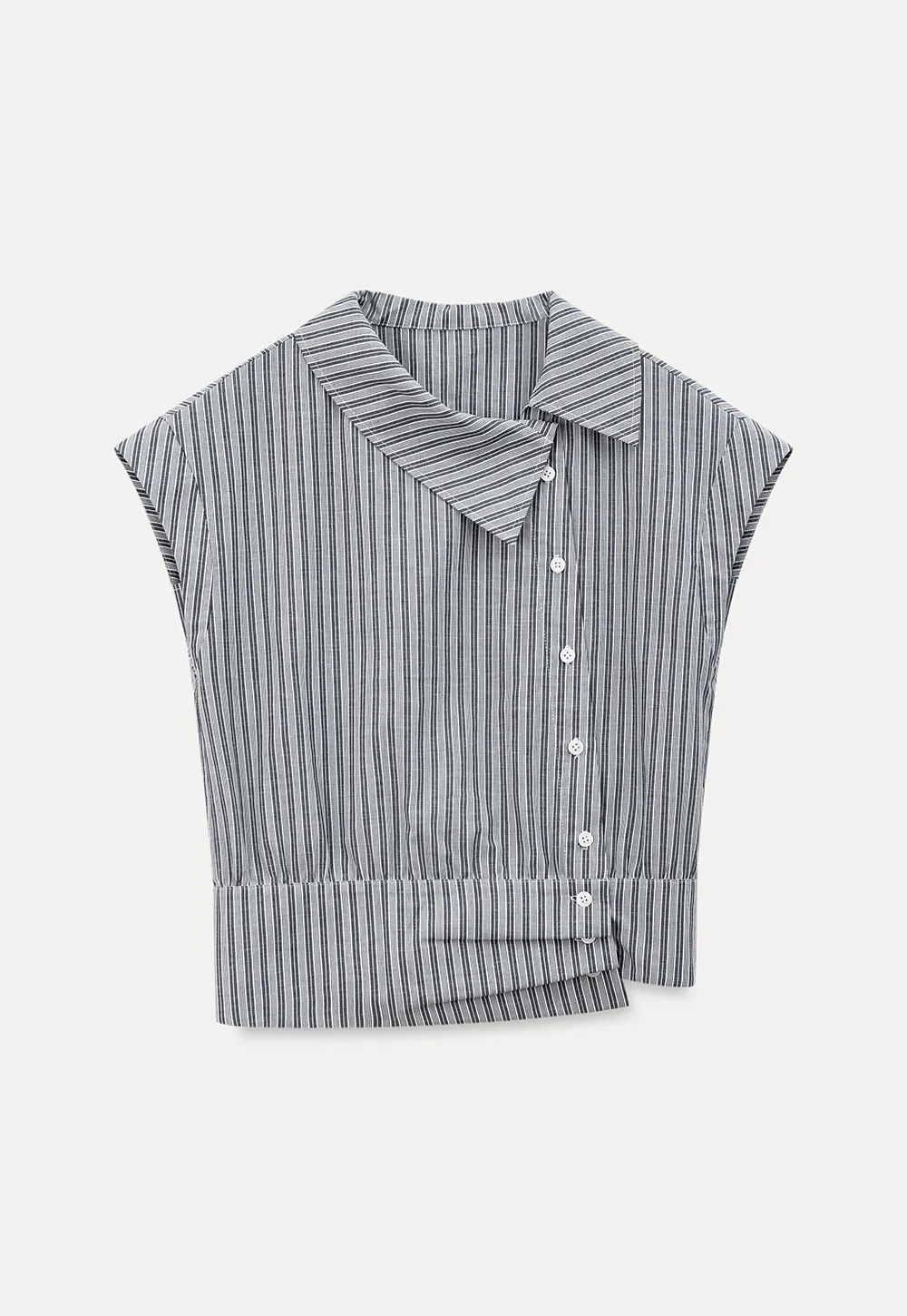 Striped Asymmetrical Collar Button Front Shirt