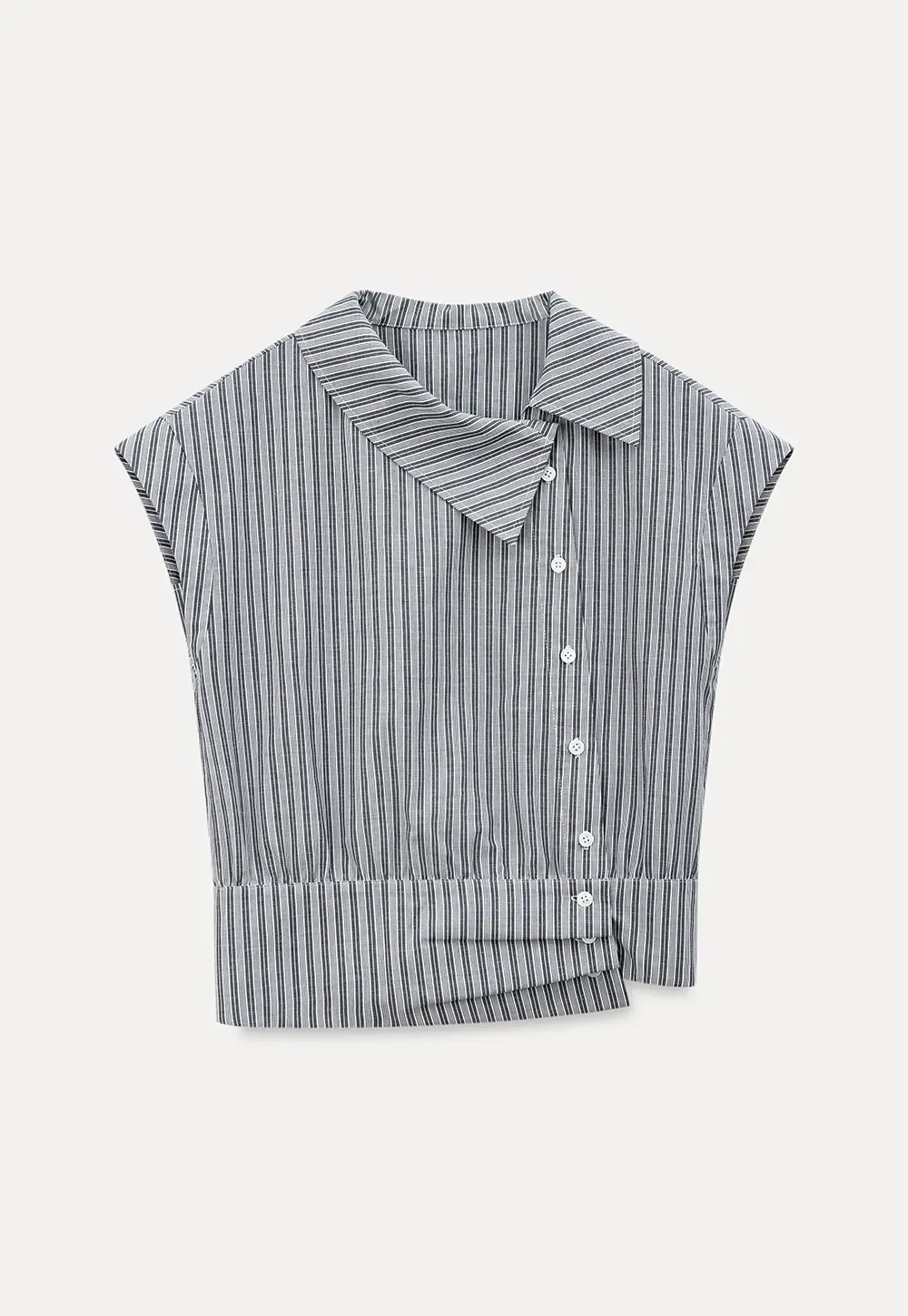 Striped Asymmetrical Collar Button Front Shirt