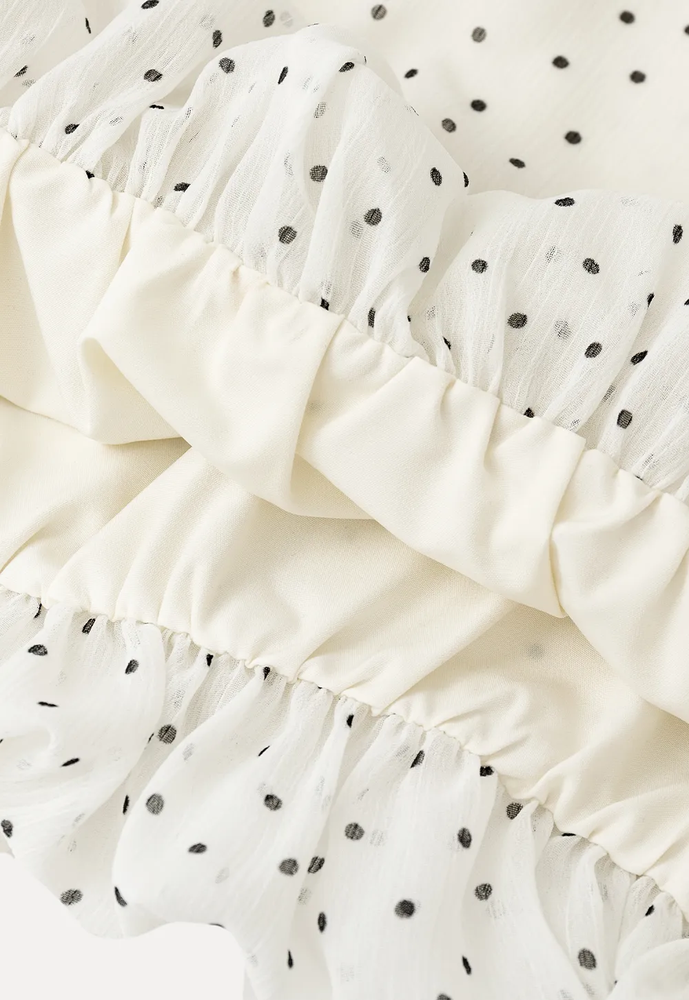 Polka Dot Cold Shoulder Cropped Blouse