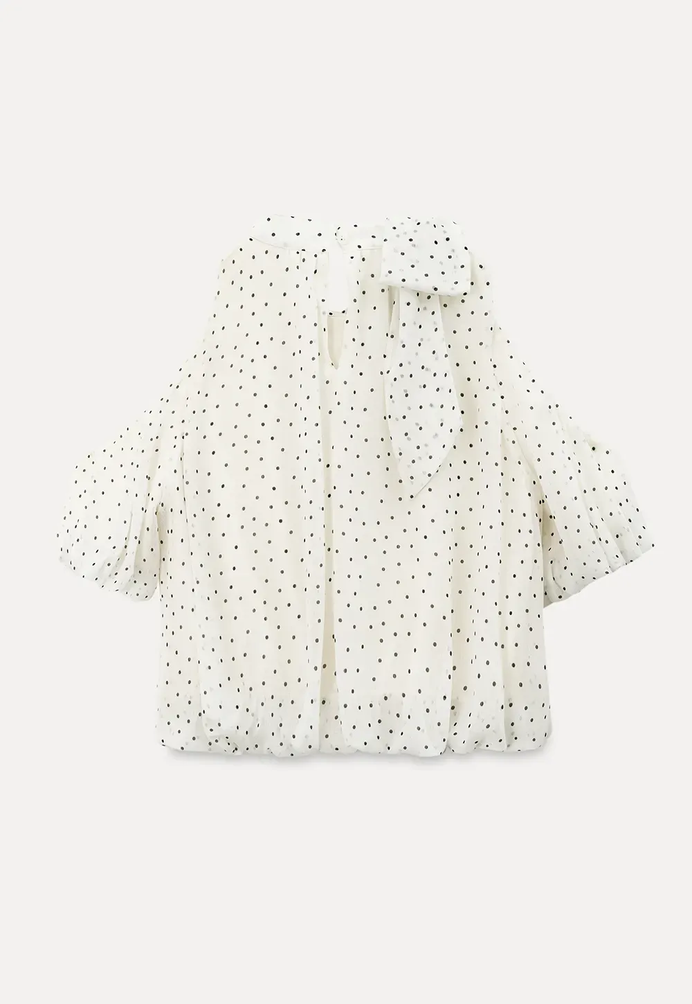 Polka Dot Cold Shoulder Cropped Blouse