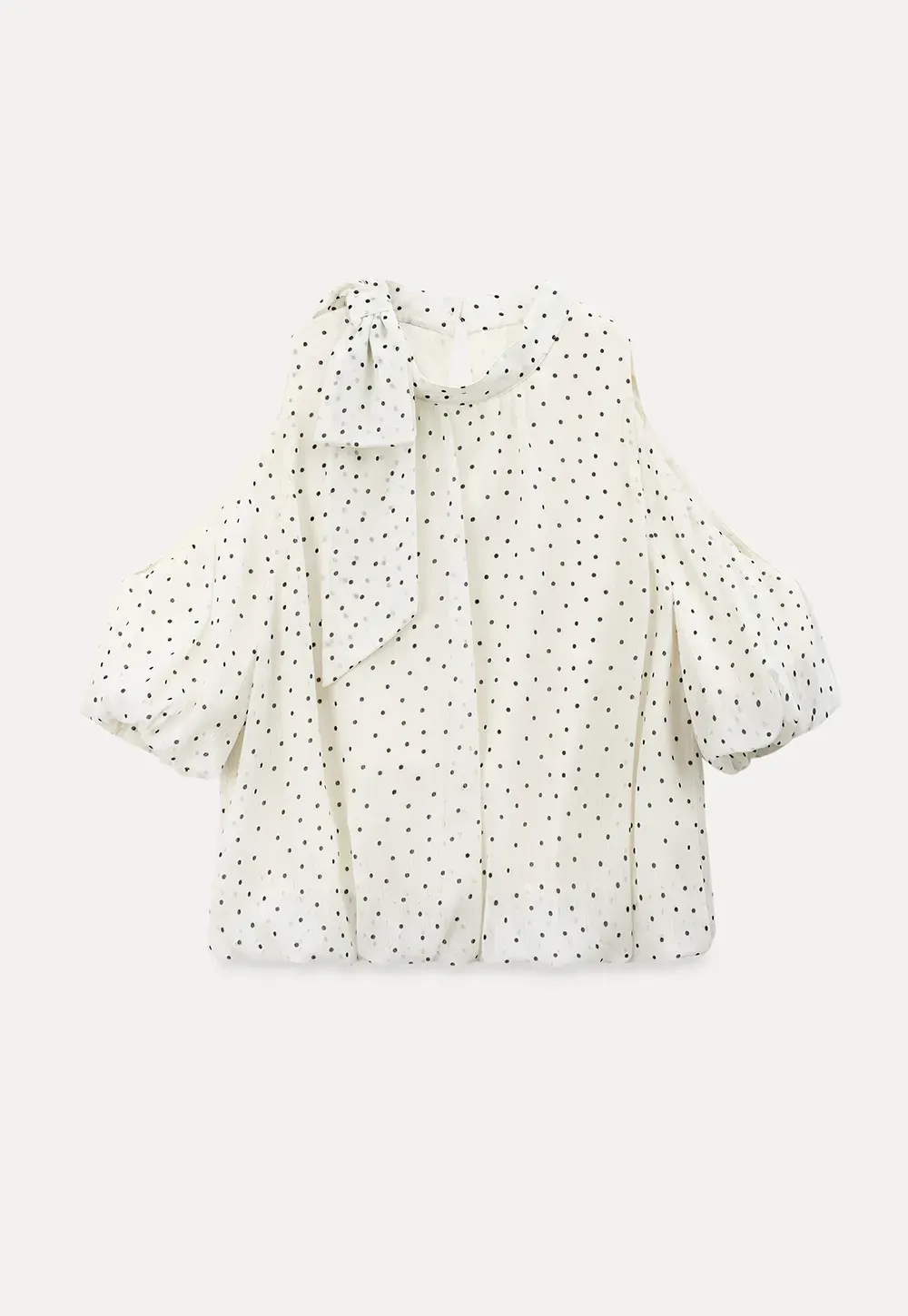 Polka Dot Cold Shoulder Cropped Blouse