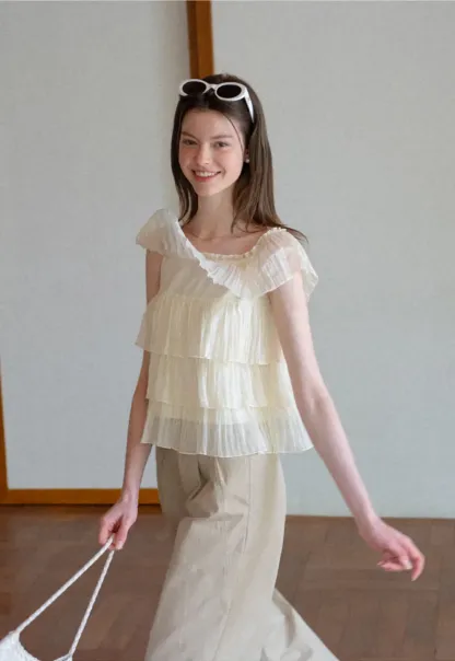 Stufen-Rüschen-Off-Shoulder-Top