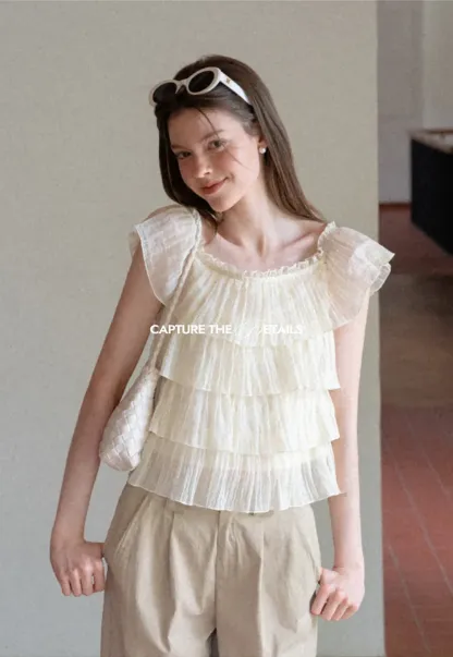 Stufen-Rüschen-Off-Shoulder-Top
