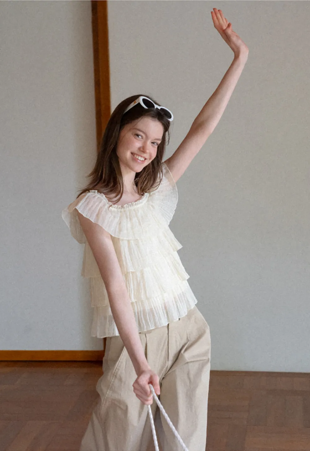 Stufen-Rüschen-Off-Shoulder-Top
