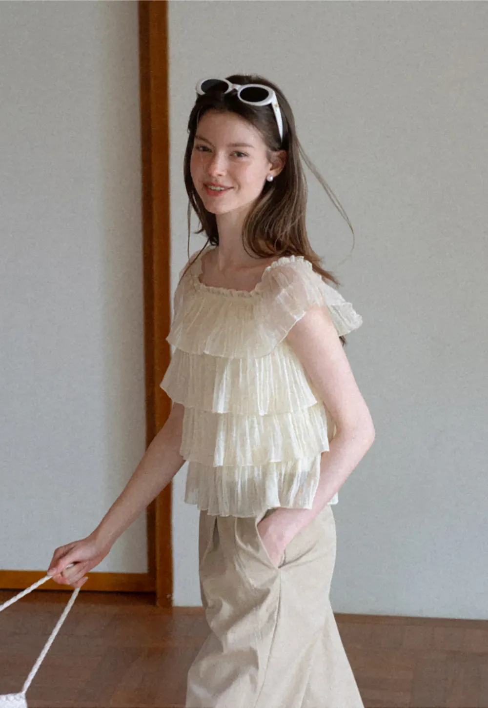 Stufen-Rüschen-Off-Shoulder-Top