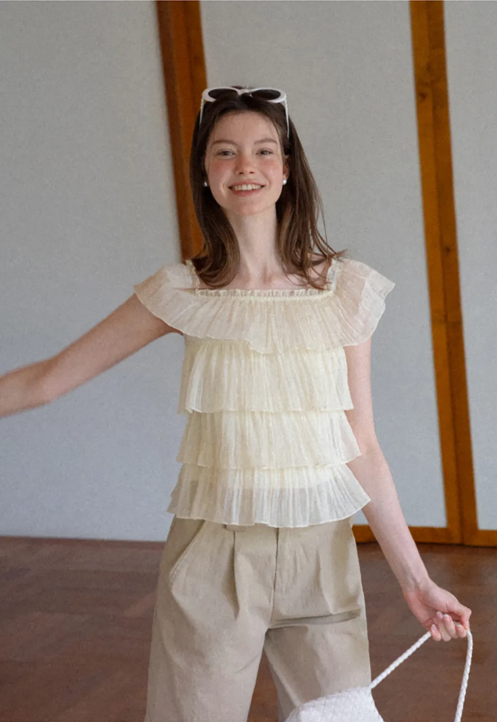 Stufen-Rüschen-Off-Shoulder-Top