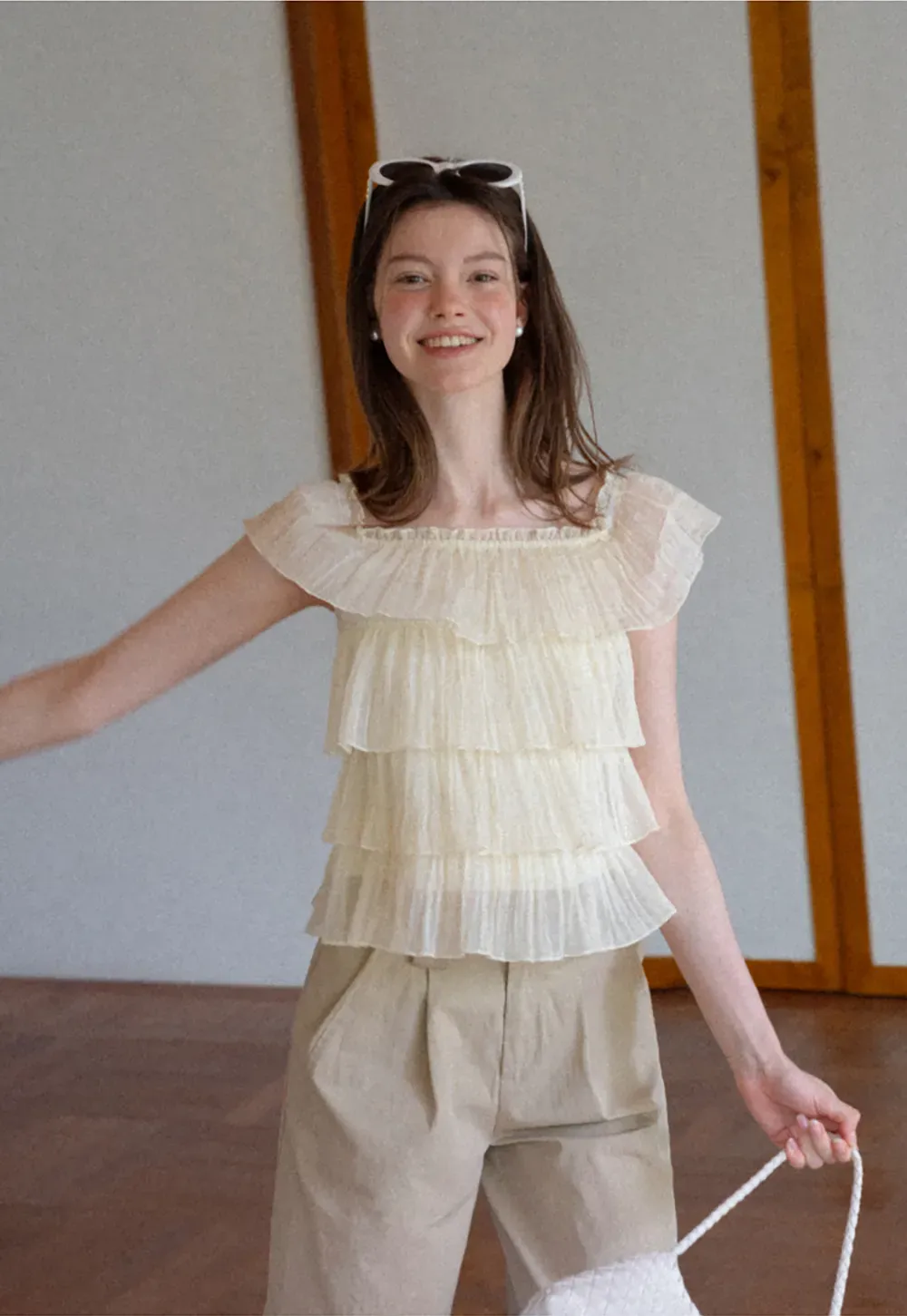Stufen-Rüschen-Off-Shoulder-Top