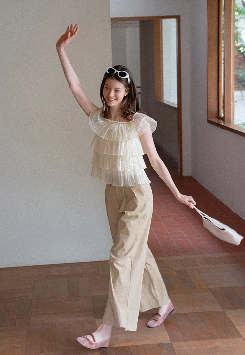Stufen-Rüschen-Off-Shoulder-Top