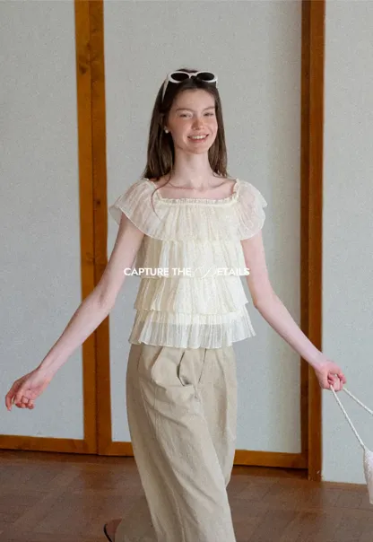 Stufen-Rüschen-Off-Shoulder-Top