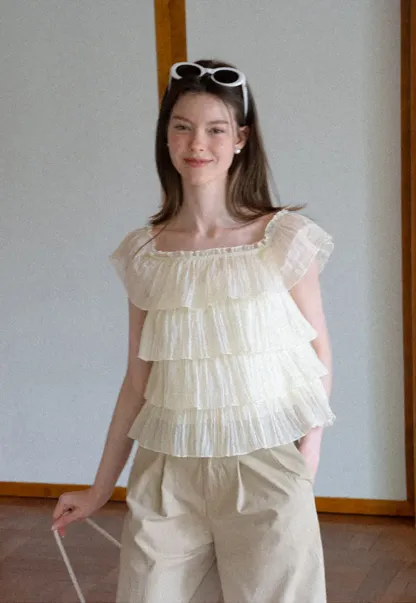 Stufen-Rüschen-Off-Shoulder-Top
