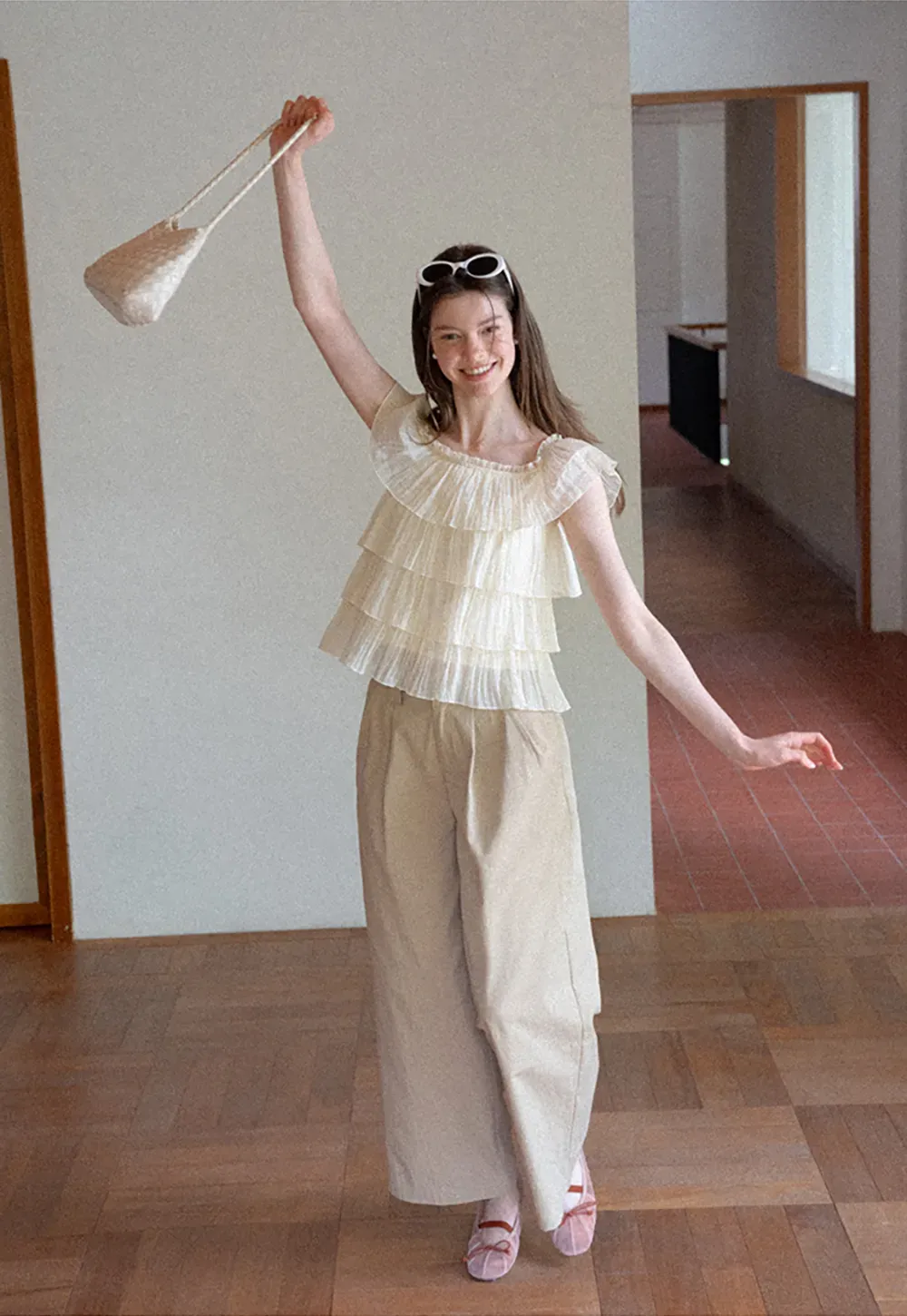Stufen-Rüschen-Off-Shoulder-Top