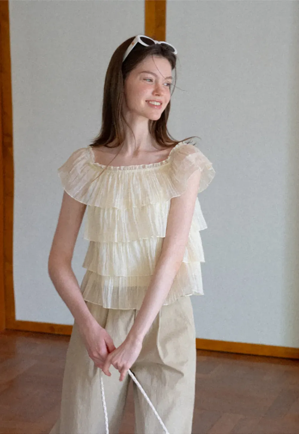 Stufen-Rüschen-Off-Shoulder-Top