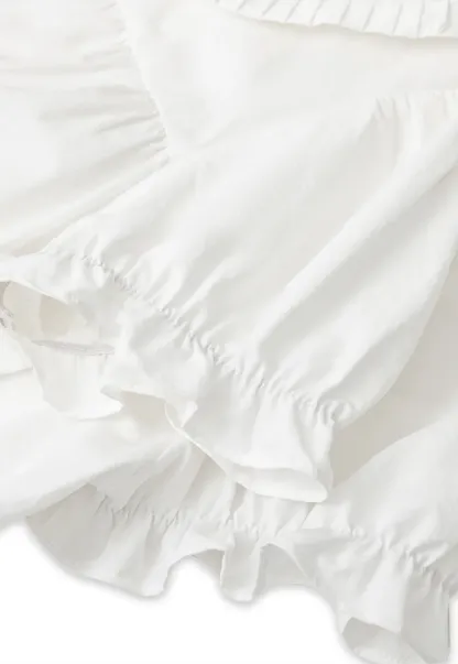 Ruffled Collar Short Sleeve Blouse
